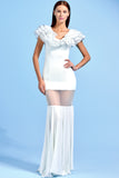 Organza Ruffled Double-Face and Satin Viscose Long Dress