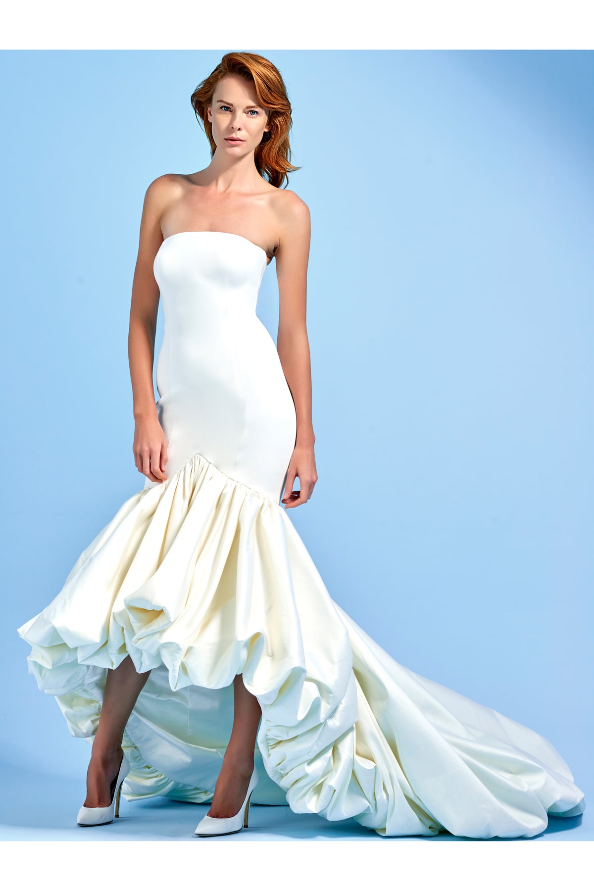 Voluminous Taffeta Structured Double-Faced Viscose Long Dress