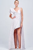 Structured Jacquard High-Low Dress