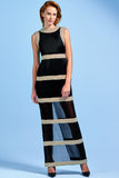 Metallic Cord Panelled Organza Long Dress