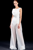 Viscose Satin and Pleated Organza Jumpsuit