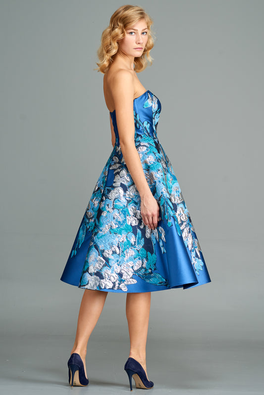 Strapless Flower Appliqué Dress