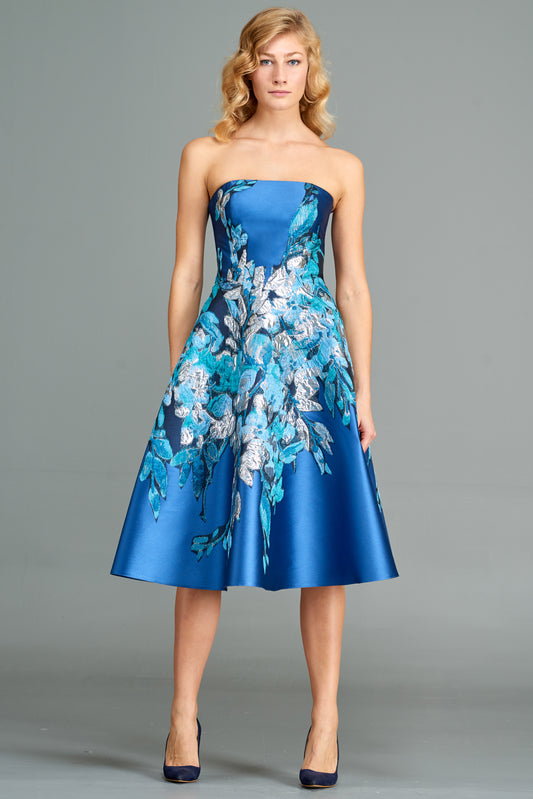 Strapless Flower Appliqué Dress