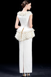 Structured Long Dress with 3D Flower Appliqué