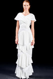 Metallic Band Detailed Viscose Jacquard Long Dress