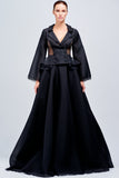 Structured Organza Jacket with Metallic Hand-Weaved Detail and A-Line Organza Skirt