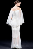 Pleated Organza Long Dress with Metallic Yarn Detail