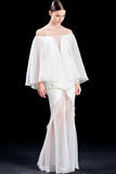 Pleated Organza Long Dress with Metallic Yarn Detail