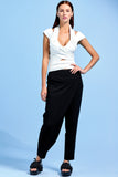 Draped Stretch Jacquard Knit Top with Stretch Knit Jacquard Structured Pant