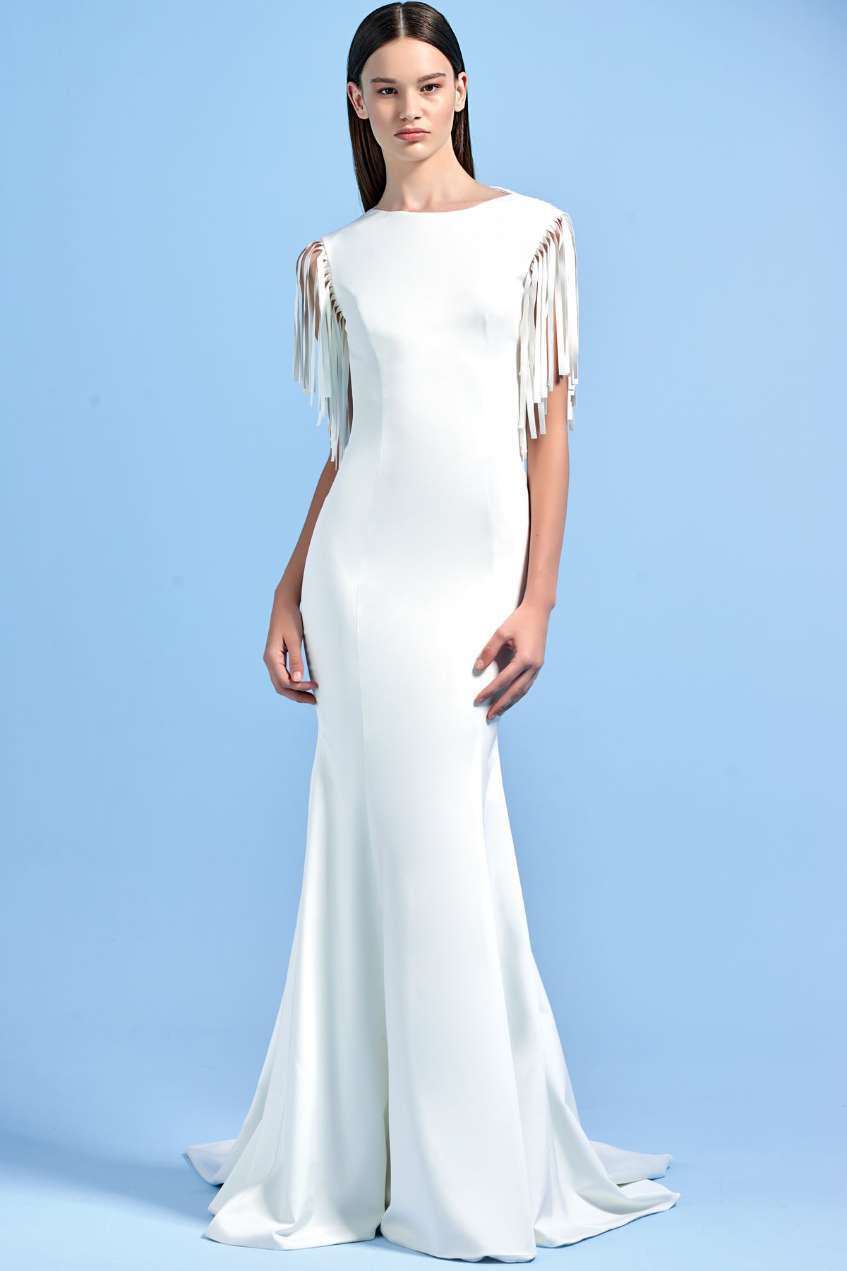 Laser Cut Fringe Detailed Long Dress