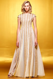Metallic Cord Panelled Organza Long Dress