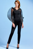 Pleated Organza Detailed Double-Faced Viscose Jumpsuit