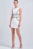 Metallic Band Short Dress with Cord Detail