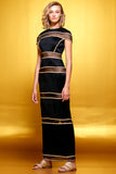 Metallic Cord Detailed Pleated Organza Long Dress