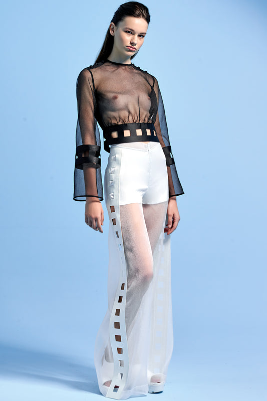 Lazer Detailed Organza Top with Lazer Detailed Organza Pant