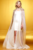 Hand Weaved Cord Detailed Organza Cape with Faille Short Dress