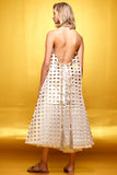 Metallic Jacquard Laser-Cut Organza Dress