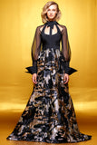 Metallic Burn-Out Organza Long Dress