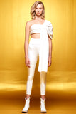 Draped Viscose Crop Top with Faille Skinny Pant