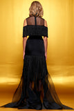 Metallic Fringe Detailed Faille Short Dress