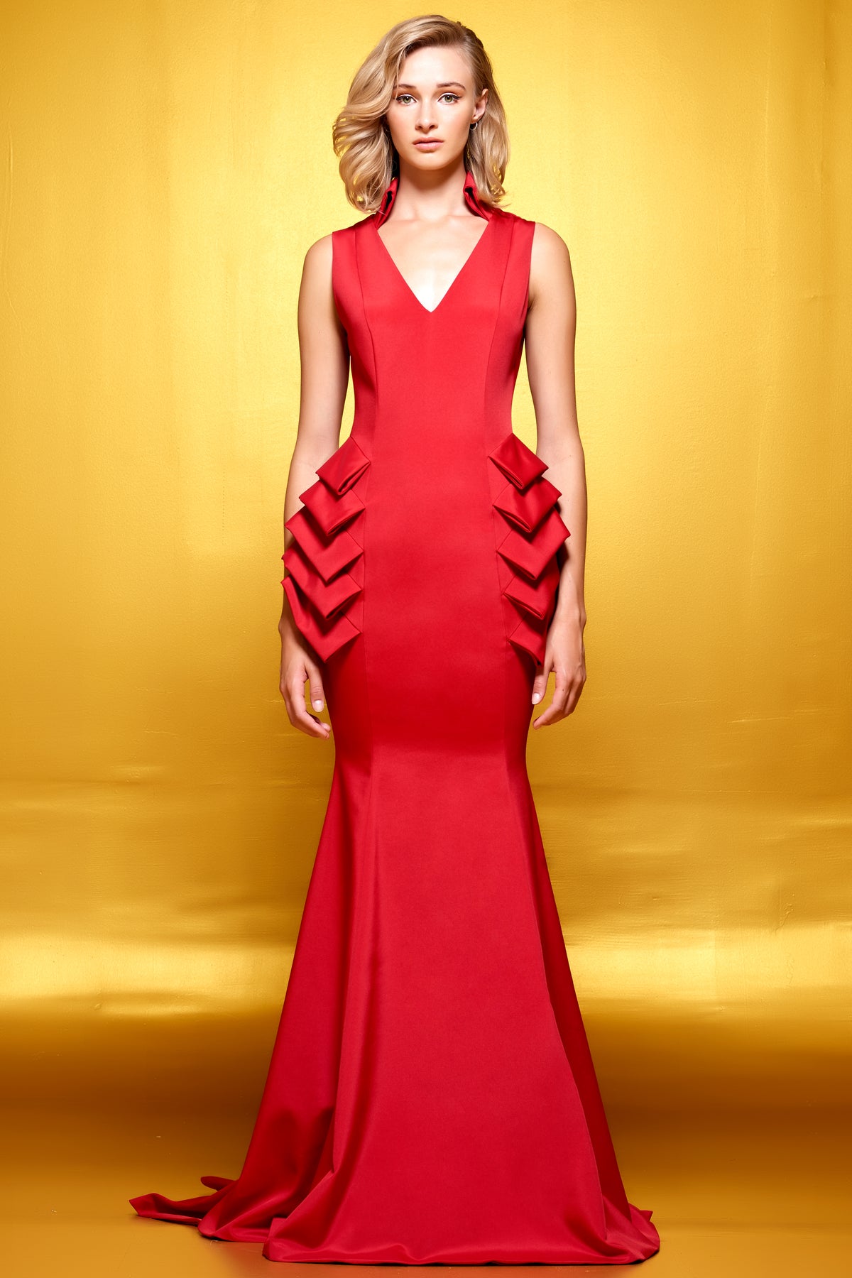 Structured Faille Long Dress