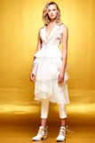 Metallic Hand Weaved Cord Detailed Organza Vest with Faille Skinny Pant