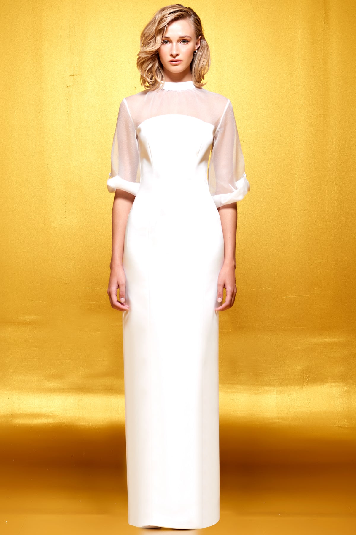 Organza Sleeve Long Dress