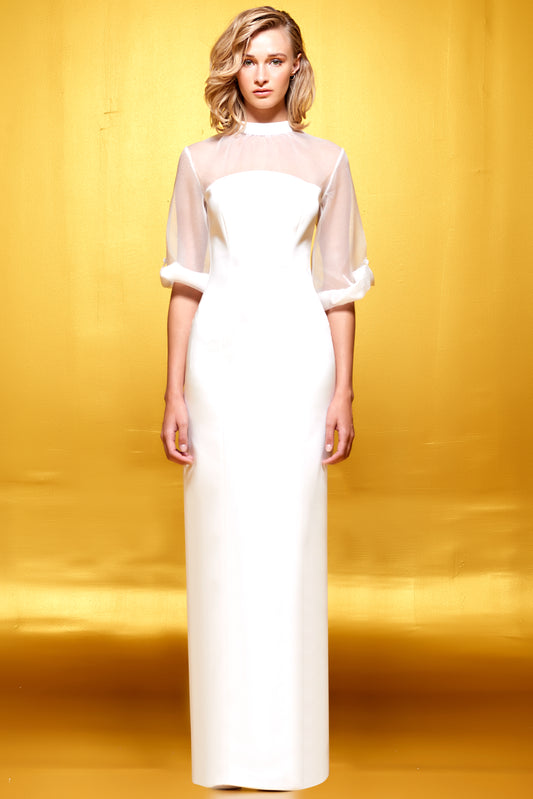 Organza Sleeve Long Dress