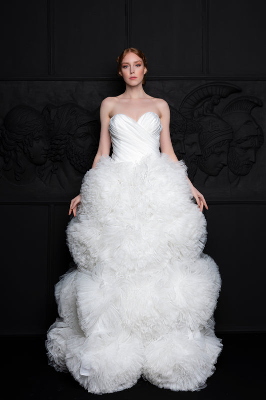 Pleated Sweetheart Neckline Fluffy A-Line Floor Length Bridal Gown