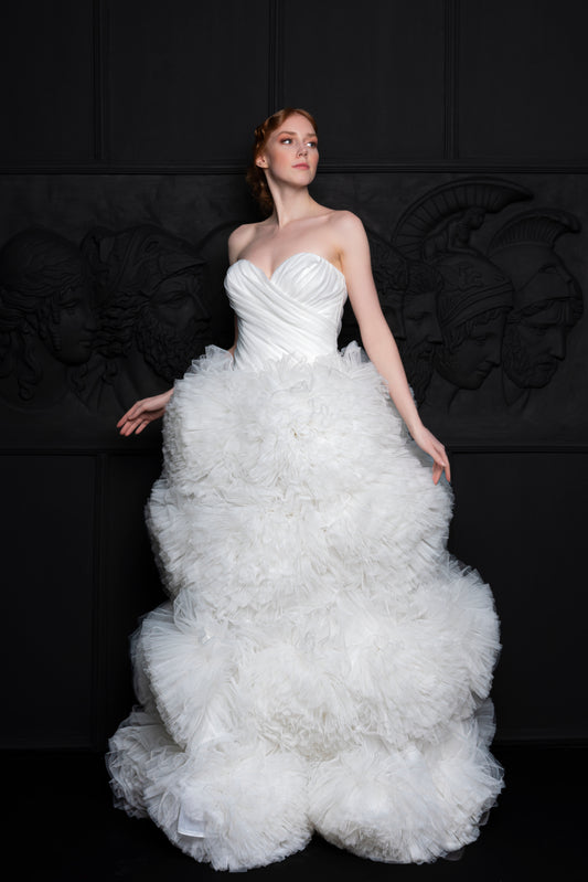 Pleated Sweetheart Neckline Fluffy A-Line Floor Length Bridal Gown