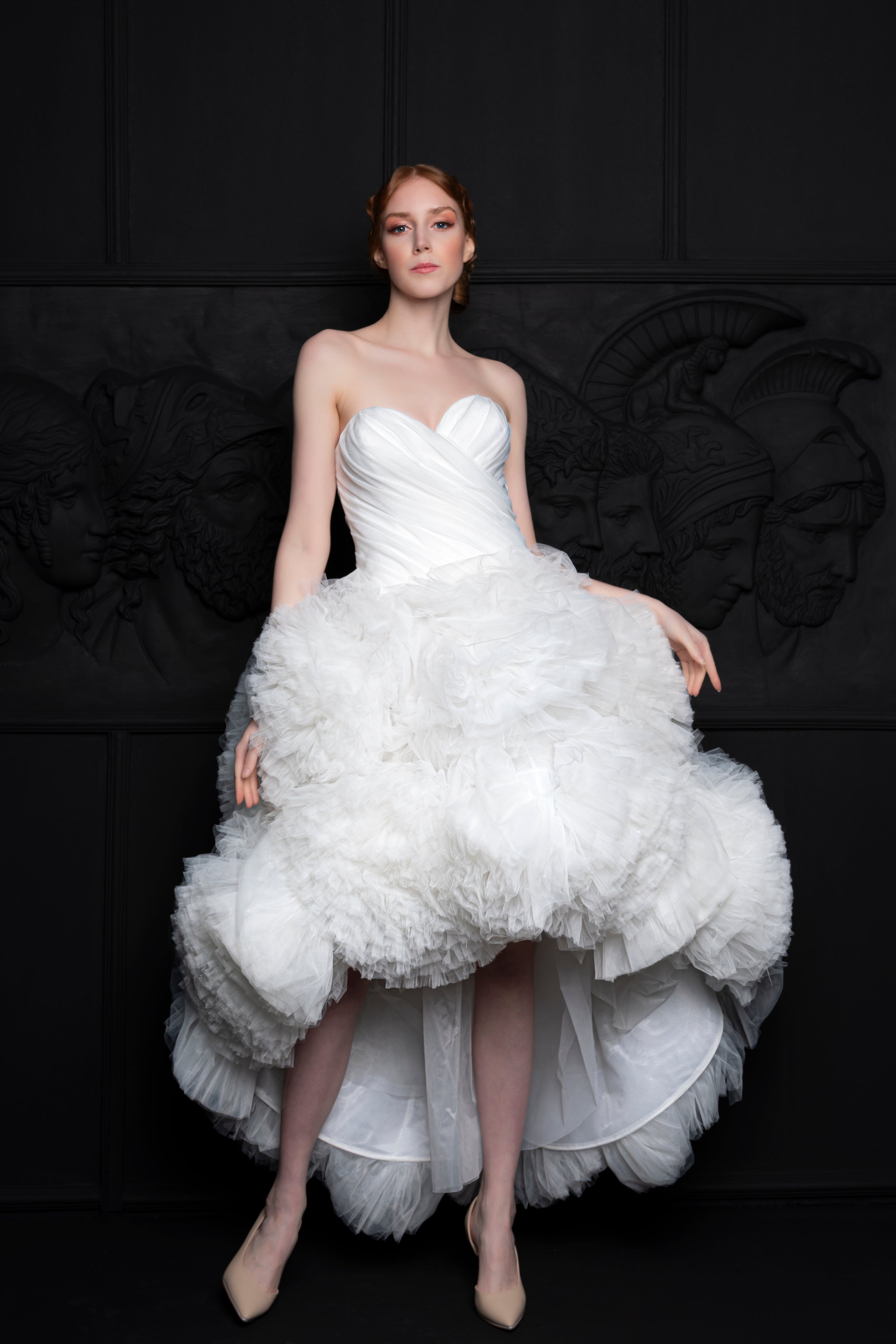 Strapless Sweetheart Layered Tulle Ball Gown Wedding Dress