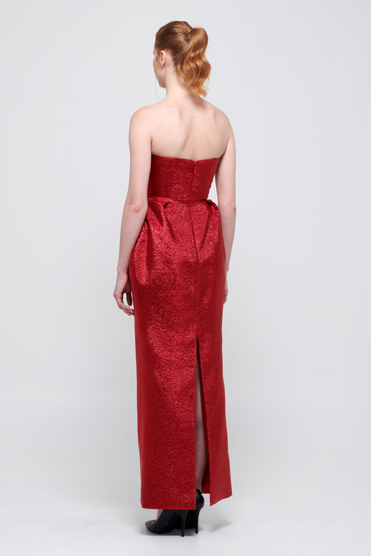 Strapless Jacquard Gown