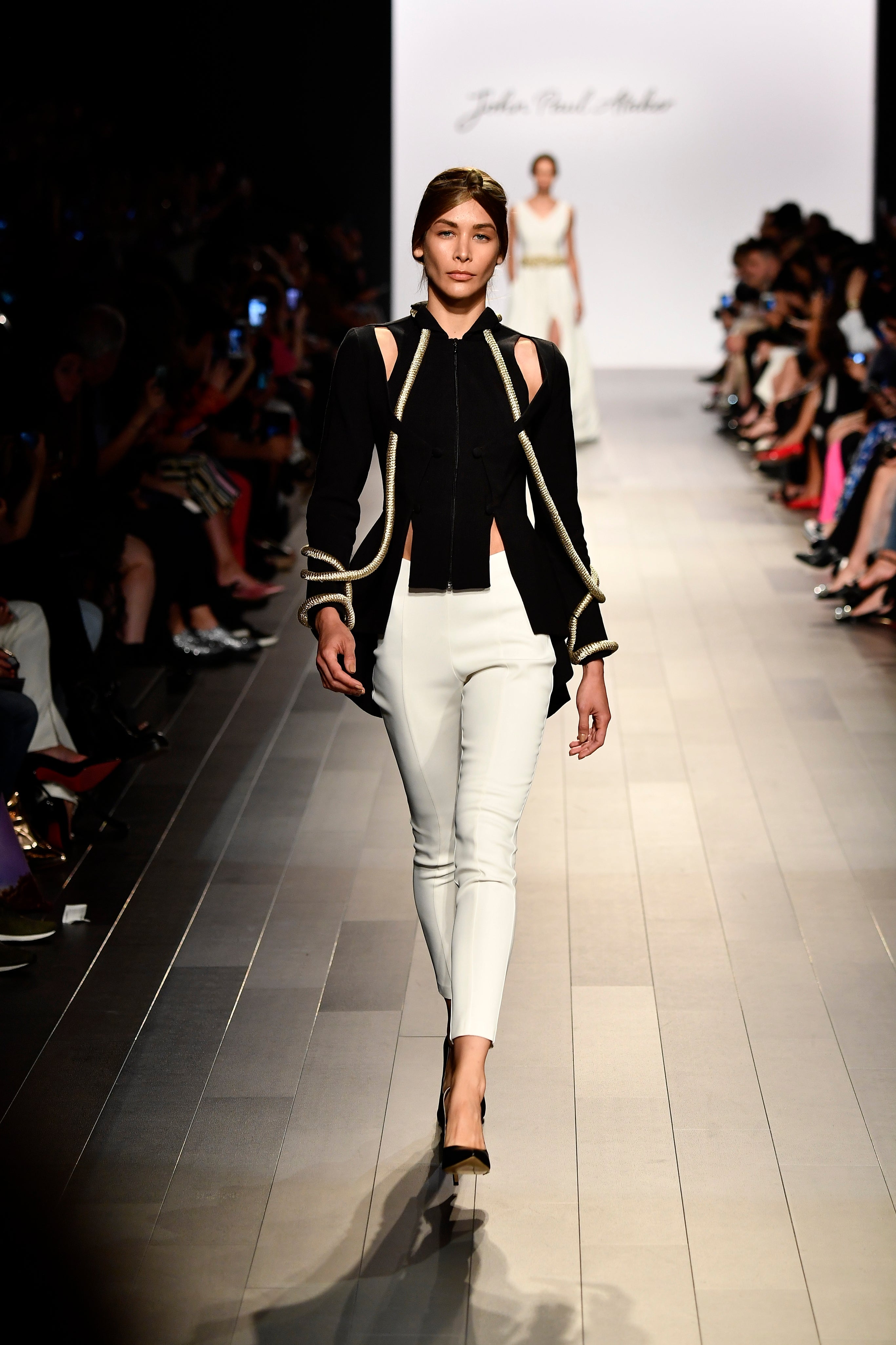 Metallic Cord Detailed Cotton Twill Jacket and Double Faced Viscose Skinny Pant