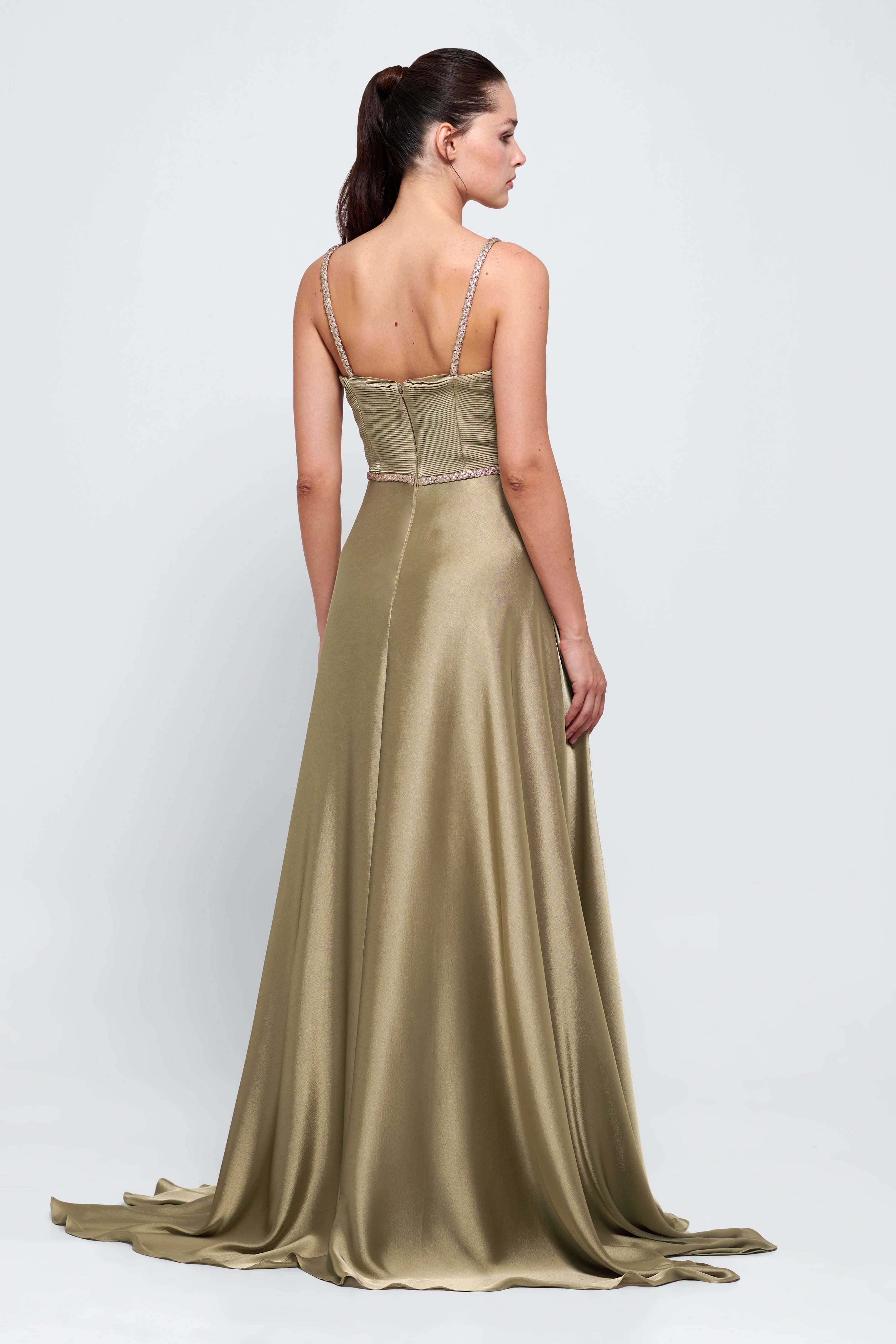 Metallic Jacquard Silk Satin Dress