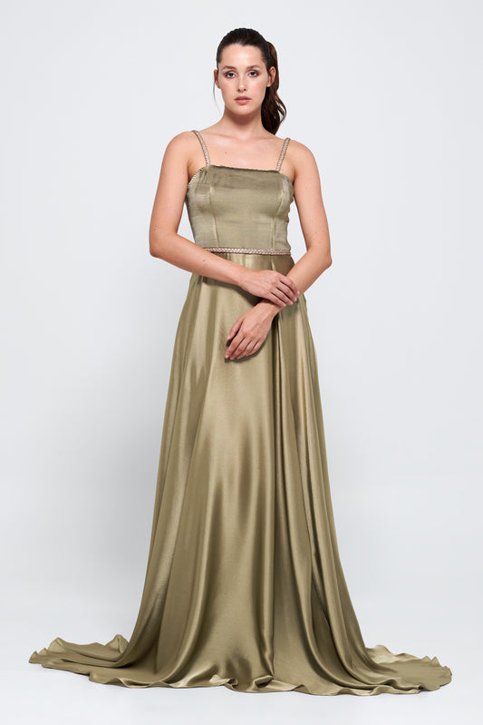 Metallic Jacquard Silk Satin Dress