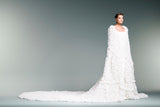 Ruffled Mesh Cape and Viscose Mermaid Dress