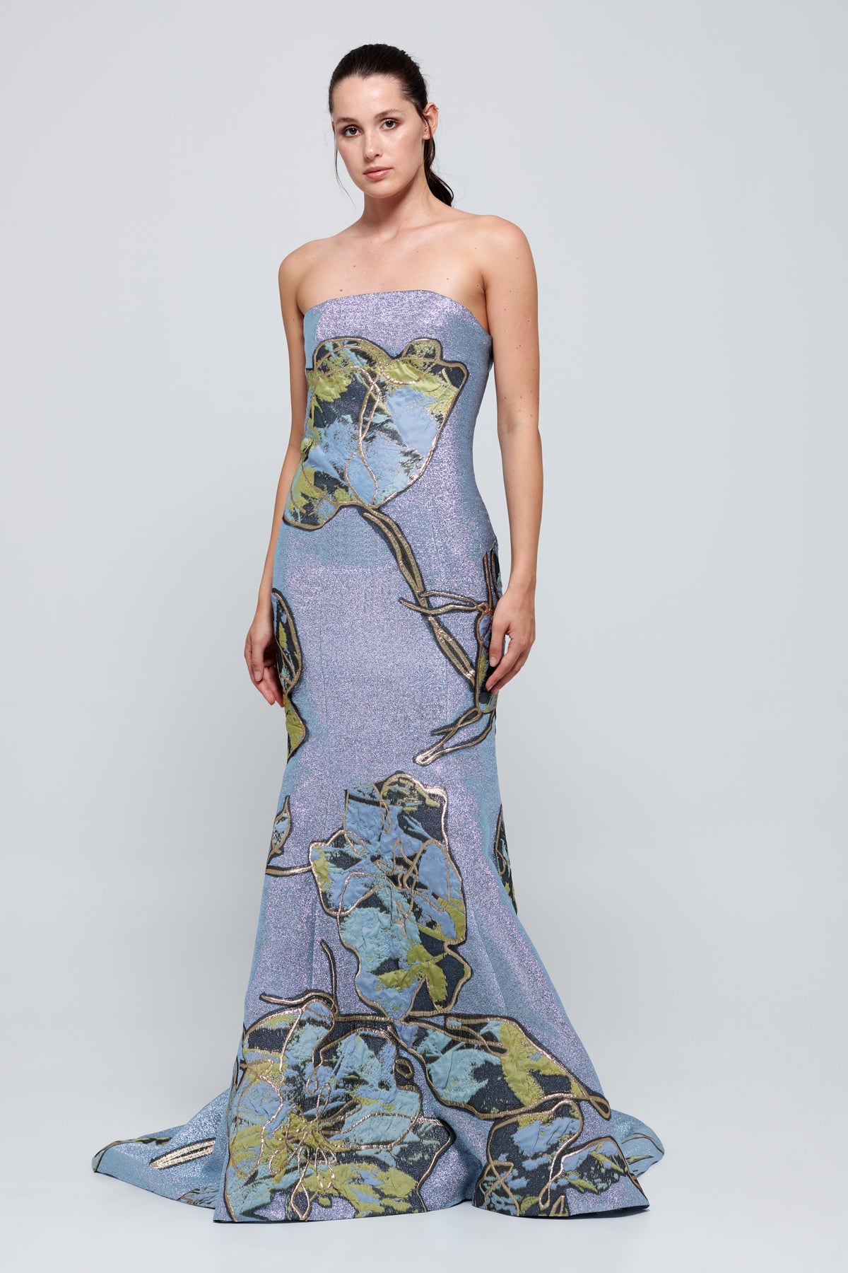 Floral Appliqués Detail Long Mermaid Dress