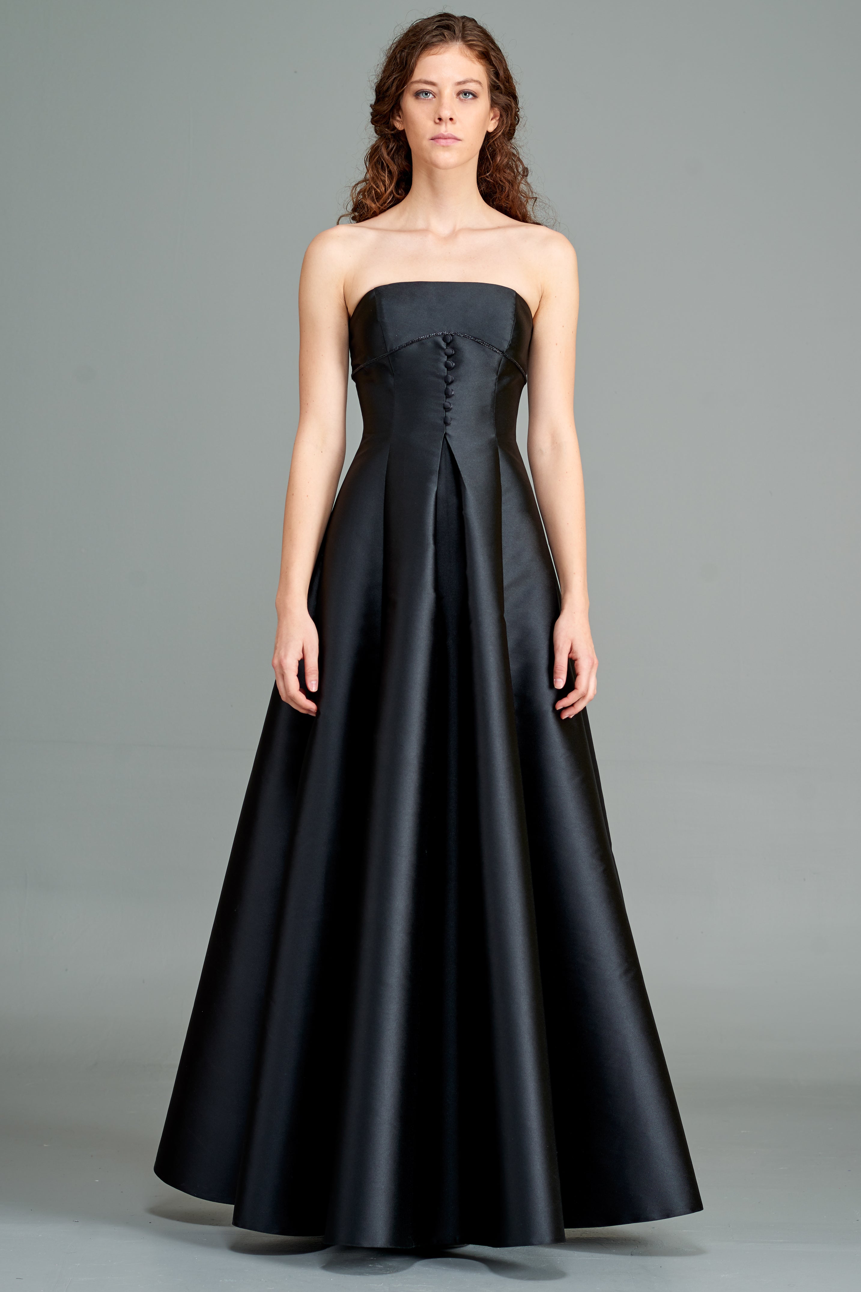 Taffeta Gown with Button Detail