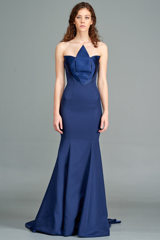 Long Mermaid-Fitted Faille Dress