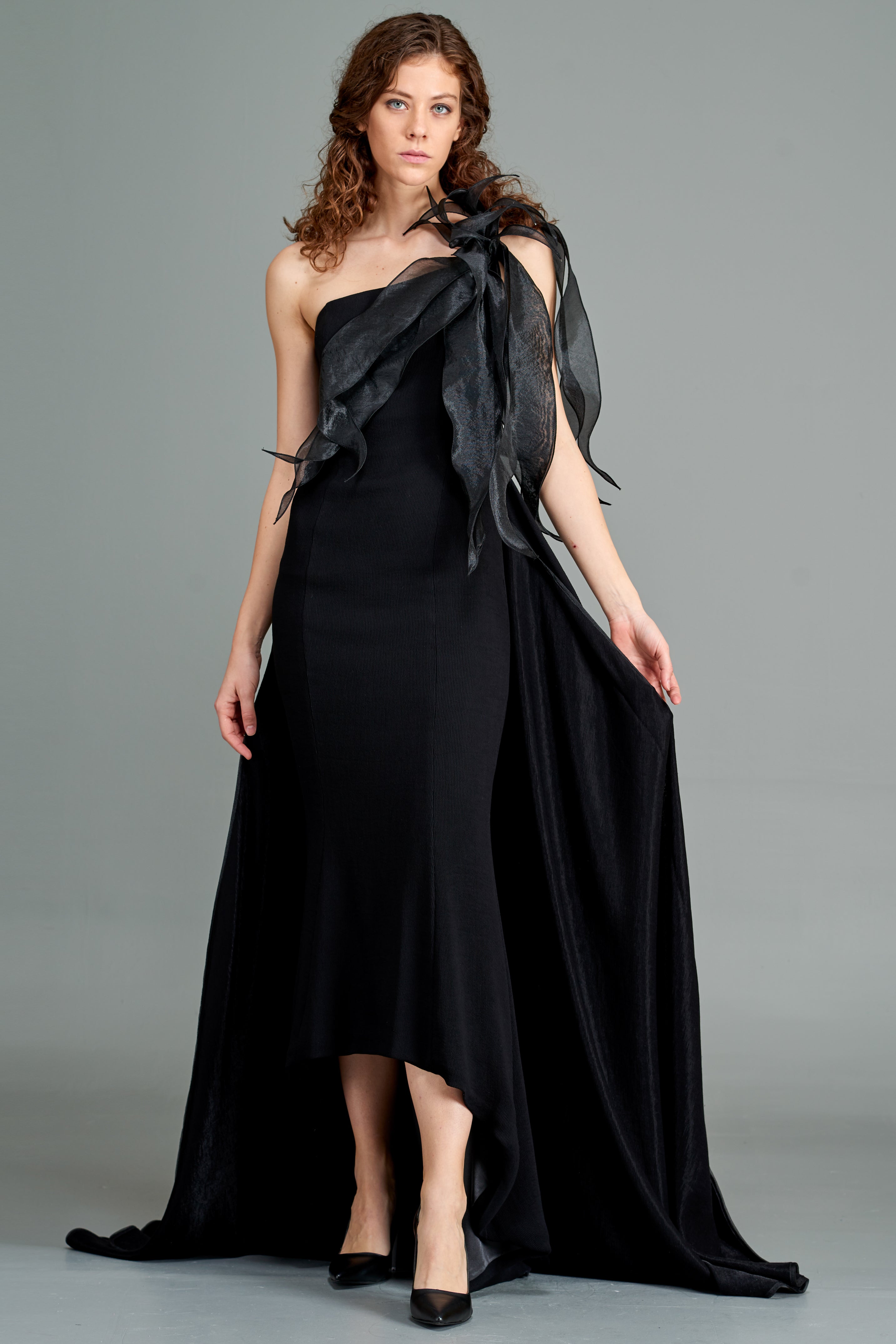 Jacquard Midi Dress with Shoulder Detail – John Paul Ataker