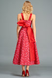 High-Neck Midi Dress with Bow