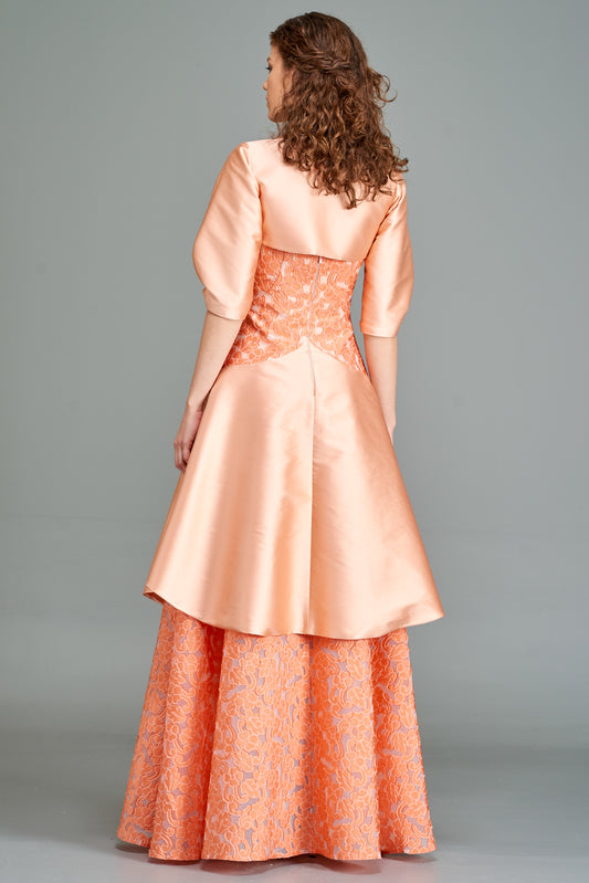 Long Fil Coupe and Taffeta Dress