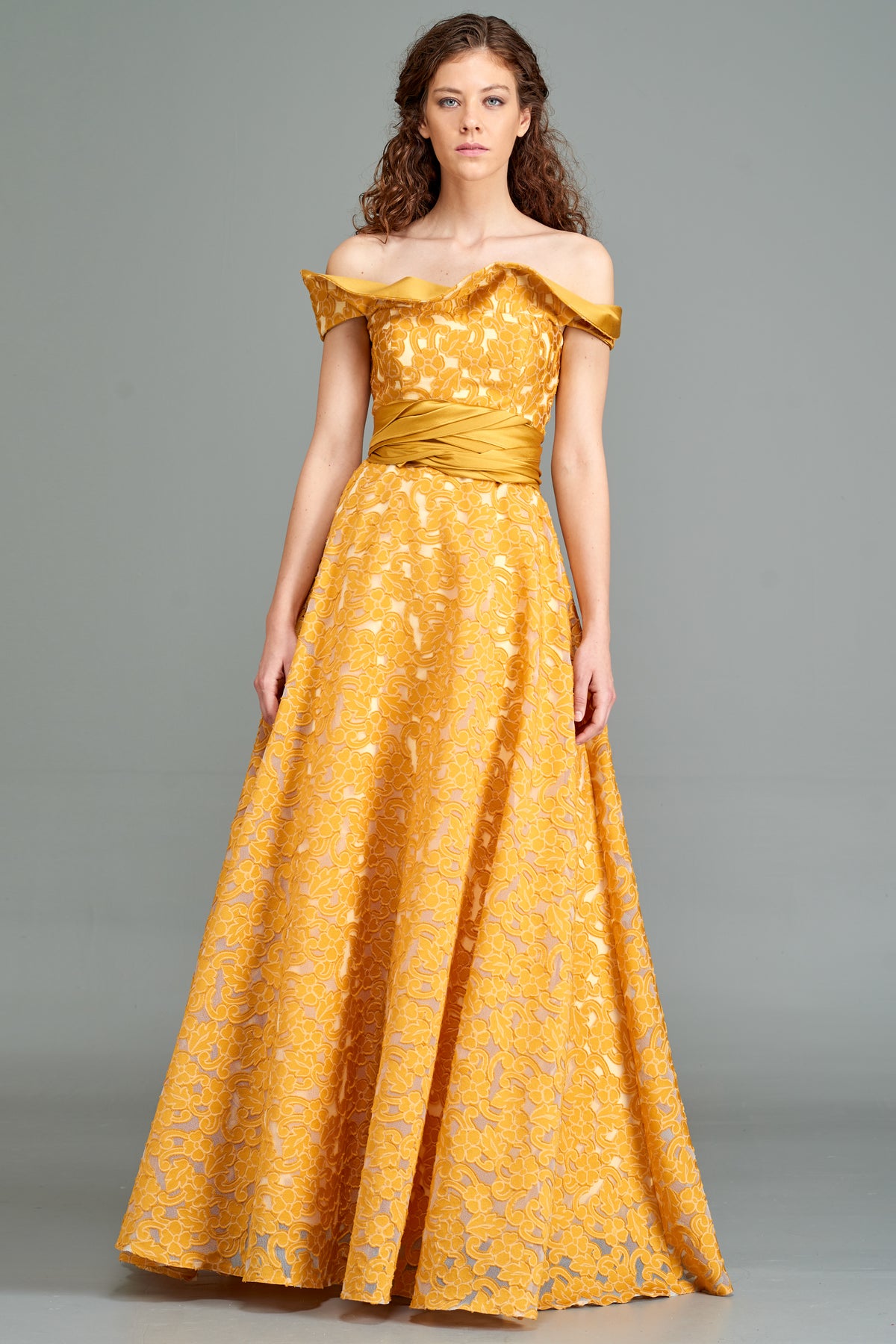 Off the Shoulder Floral Long Gown