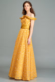 Off the Shoulder Floral Long Gown