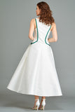 Piping Detailed Taffeta Midi Dress