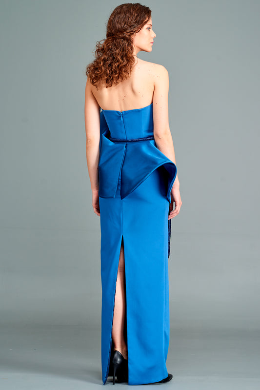 Structured Taffeta and Faille Long Dress
