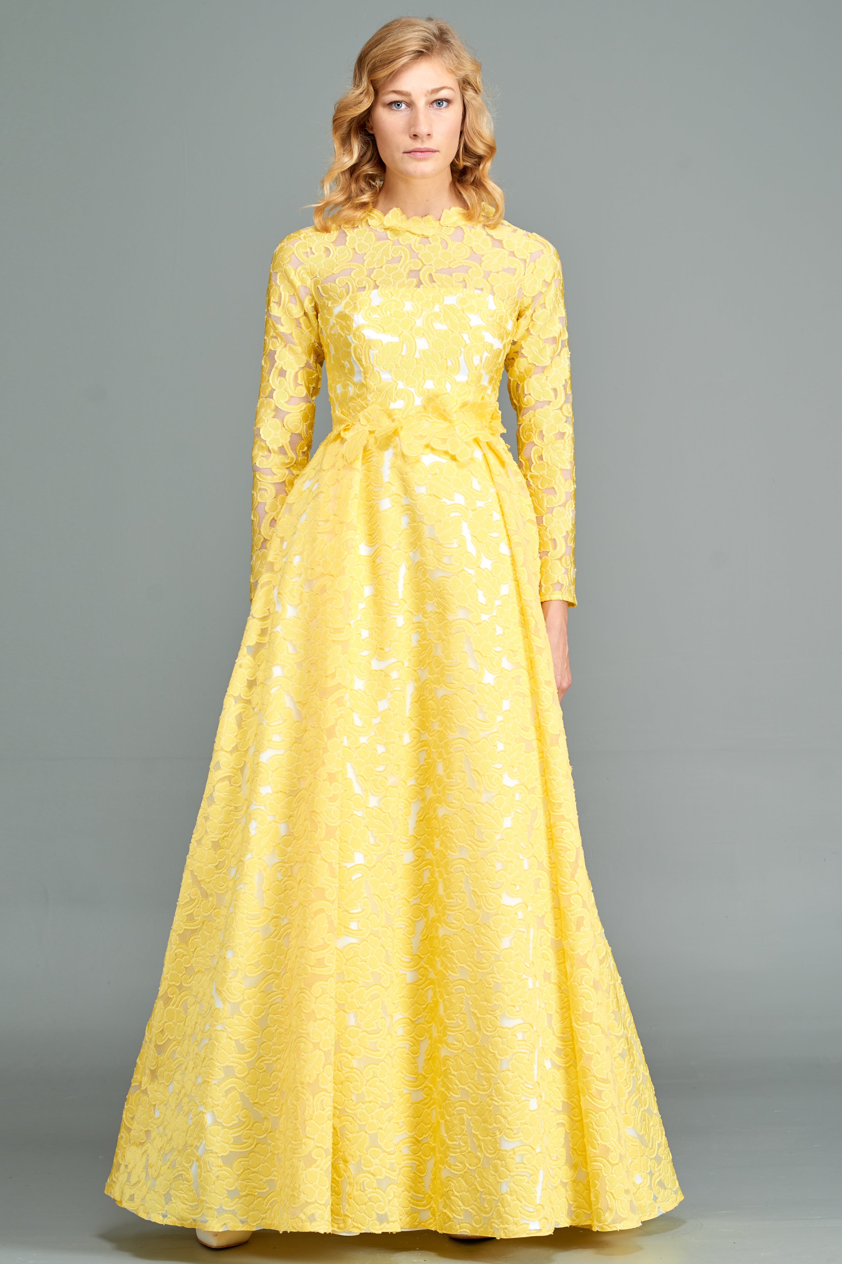 Fil Coupe Long Sleeve Gown