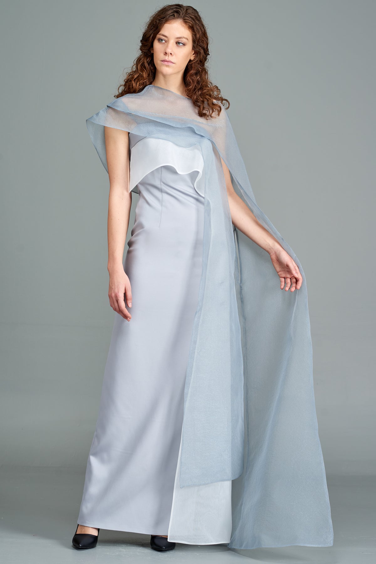 Organza Cape Detailed Gown