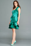 Ruffled Taffeta and Fil Coupe Short Dress