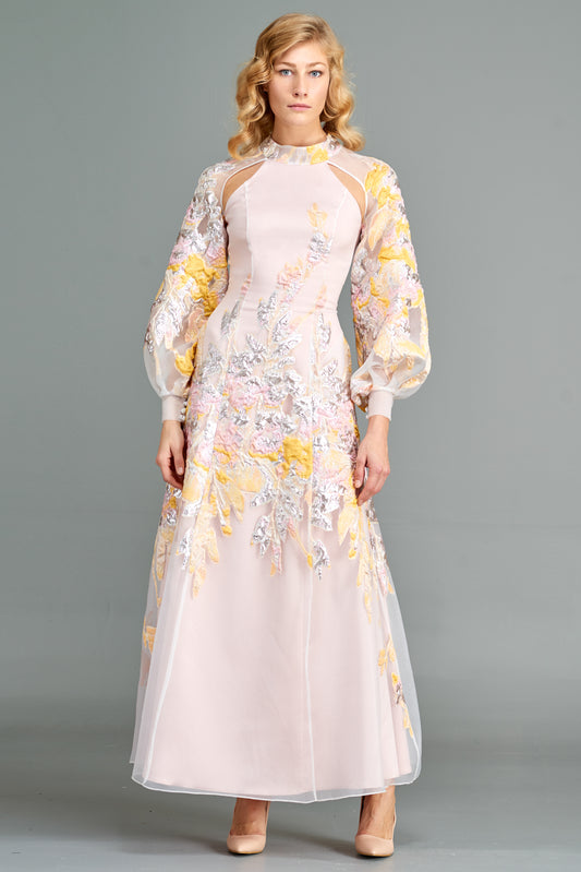 Floral Jacquard Gown